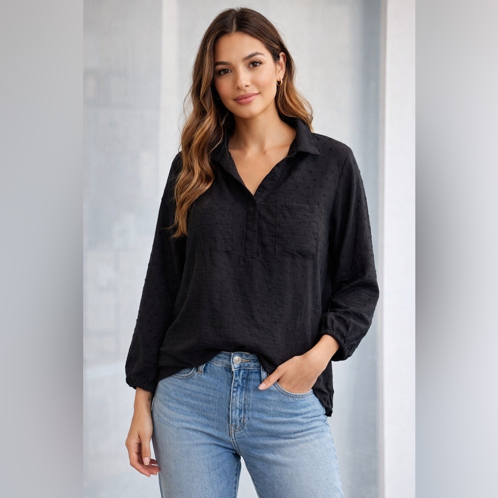 Papermoon StitchFix Black Texturized‎ Blouse